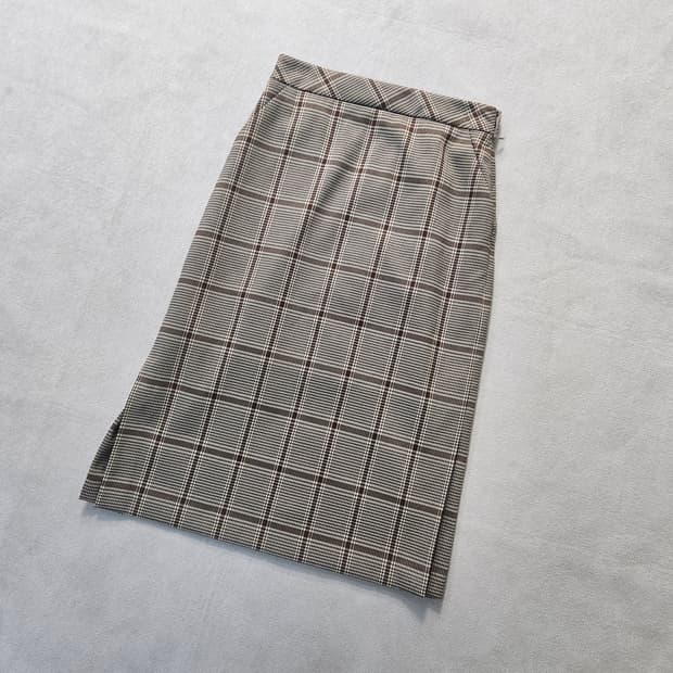 실측확인 빈티지 여성 체크 롱 스커트 0403Y