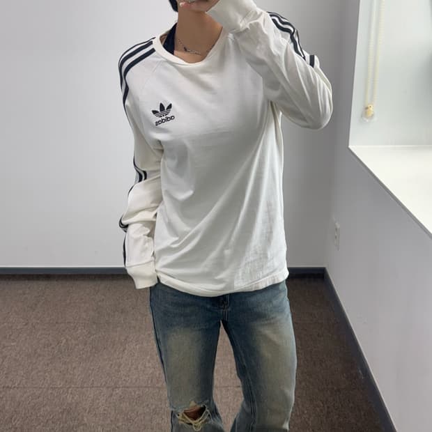 Adidas 아디다스 파이어로고 트랙탑 아이보리 롱슬리브