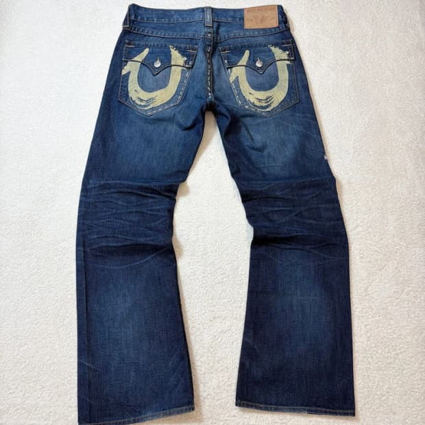 트루릴리젼 00's USA 프린팅 데미지드 데님 팬츠 PN6066