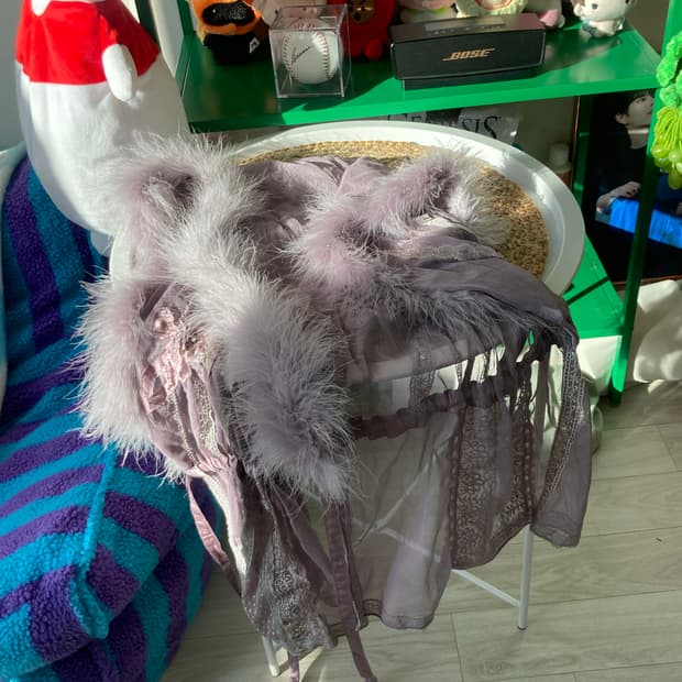 지뢰계 양산형 화이트갸루 히메갸루 캐시미어 시스루 숄 바라클라바