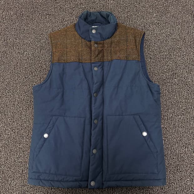 브룩스브라더스 헤링본 패딩 조끼 네이비 M