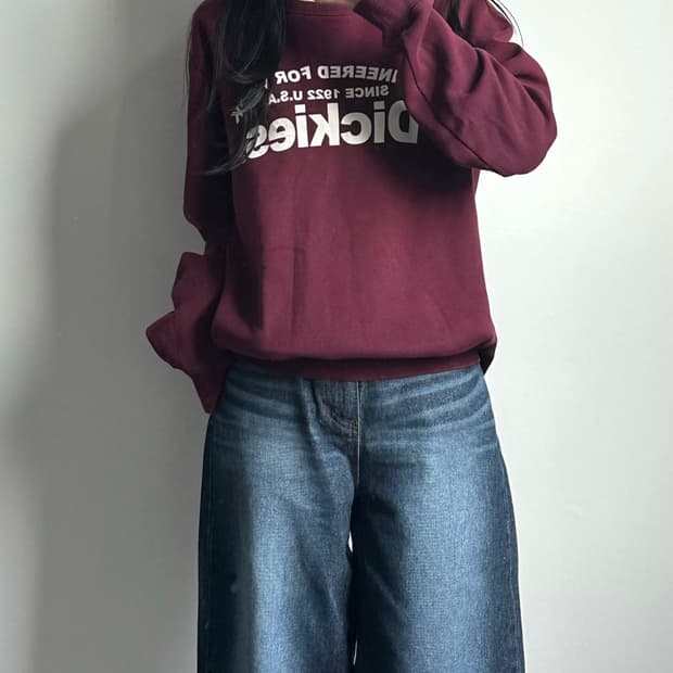 디키즈 y2k 와투케 버건디 맨투맨