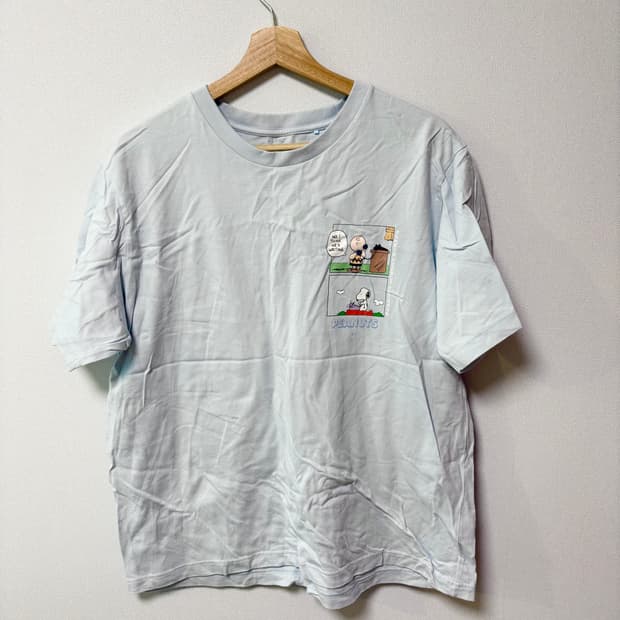 스누피 연하늘 반팔 티셔츠 일본 빈티지 모리걸