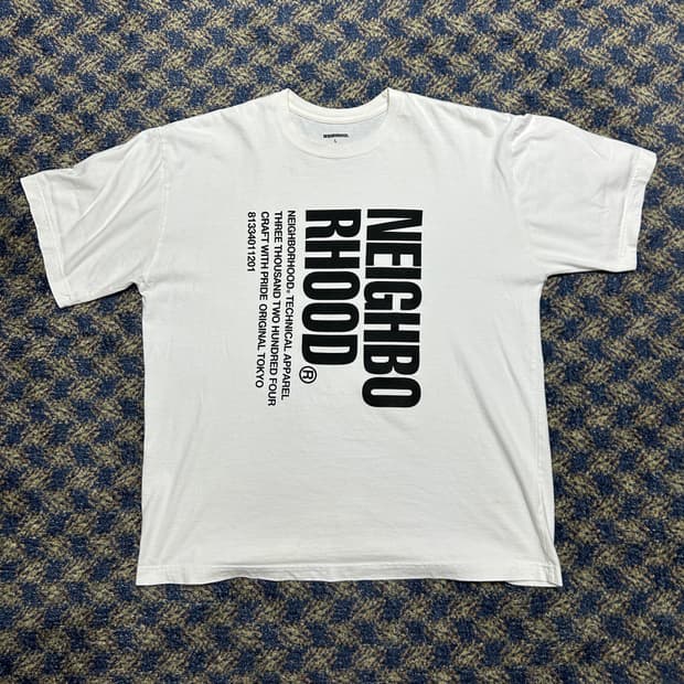 네이버후드(NEIGHBORHOOD) NH 로고 반팔 티셔츠 화이트 L