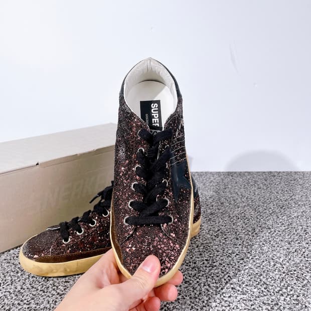 (정품/새상품) 골든구스 여성 슈퍼스타 글리터 브라운 블랙 스니커즈