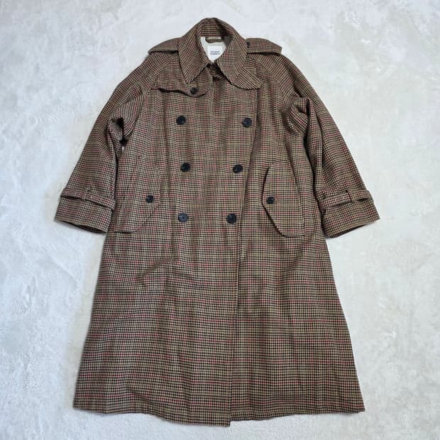 (44)여성 톰보이 빈티지 클래식 체크 트렌치코트 