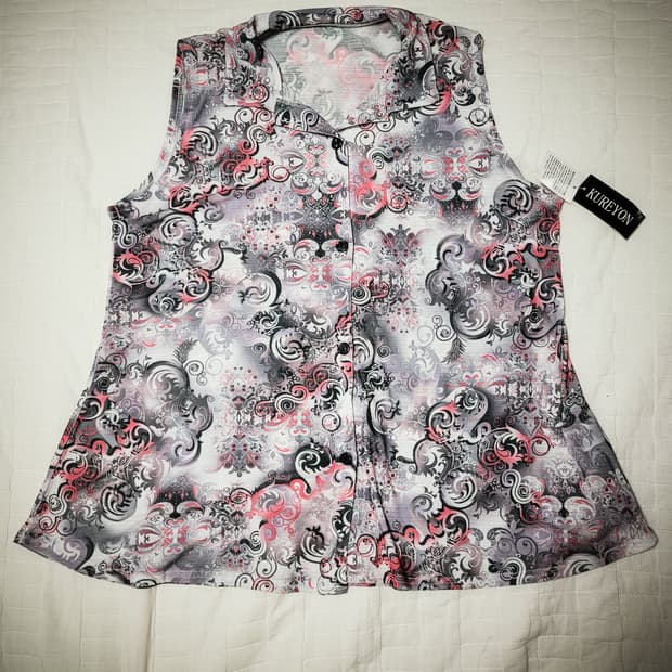 '00s KUREYON Sleeveless Patterned Blouse