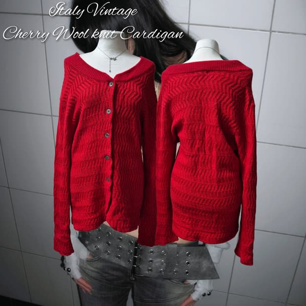 Vintage Cherry Wool knit Cardigan