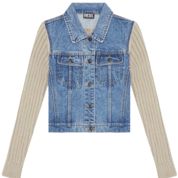 (W) 디젤 M-잇지 니트 데님 트러커 자켓 미디엄 블루 