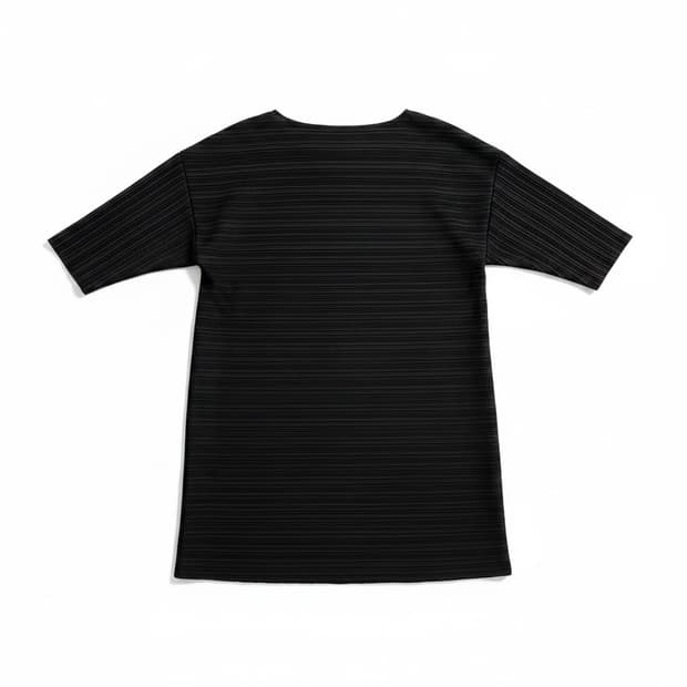 플리츠 블랙 긴팔 티셔츠 