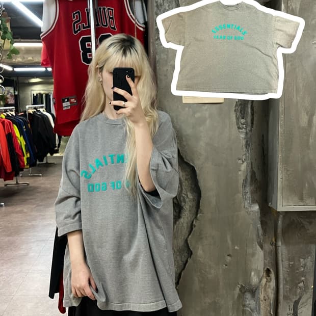 피어오브갓 에센셜 오버핏 박스 티셔츠 그레이 XXL  