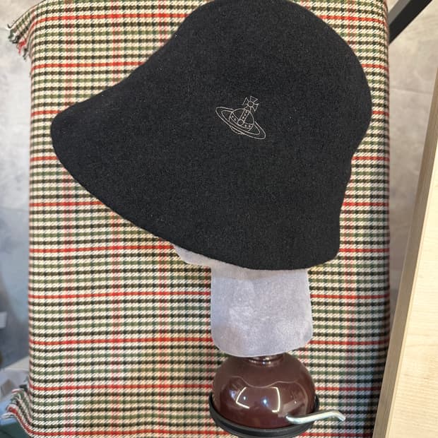 S~M)비비안 웨스트 우드 모 100% 블랙 버킷햇