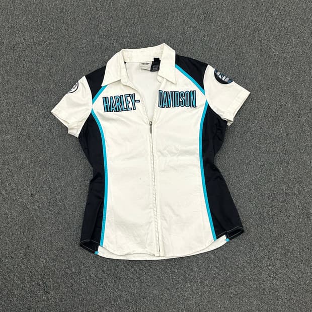 M)할리데이비슨 vintage 여성 v넥 반팔 집업