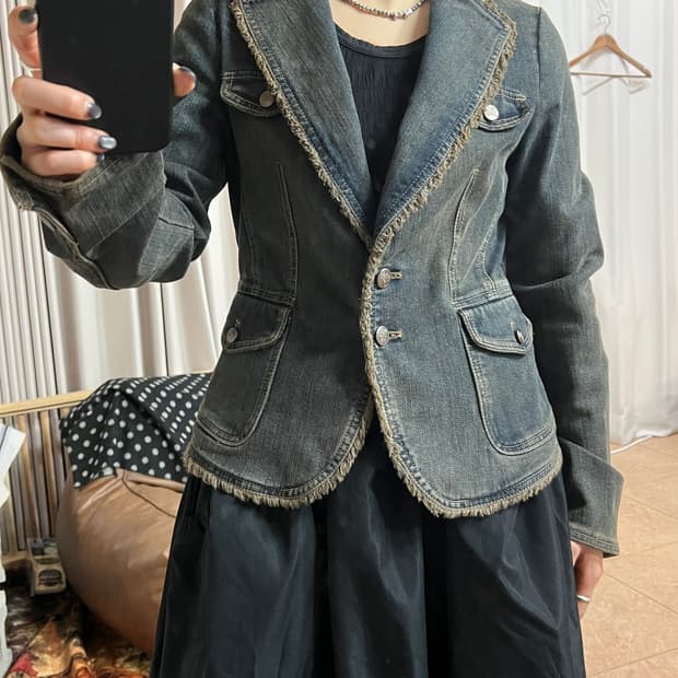 resume 빈티지 여성 데님 블레이저 