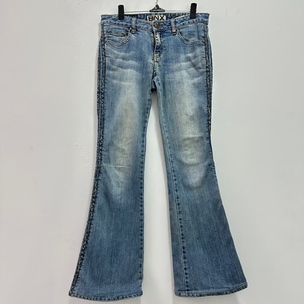 BNX western side lines denim flare pants