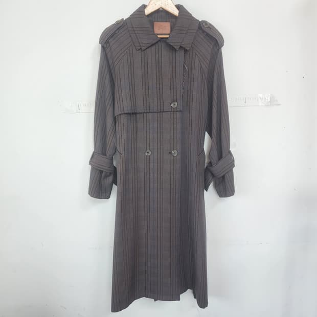 소프트서울 체크 롱 트렌치코트