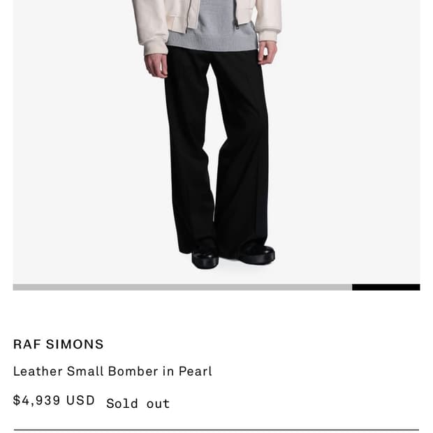 라프시몬스 23ss 레더 봄버 화이트 50