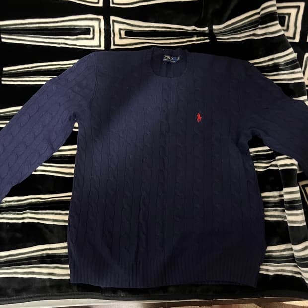 [M] 폴로 꽈배기 니트 네이비