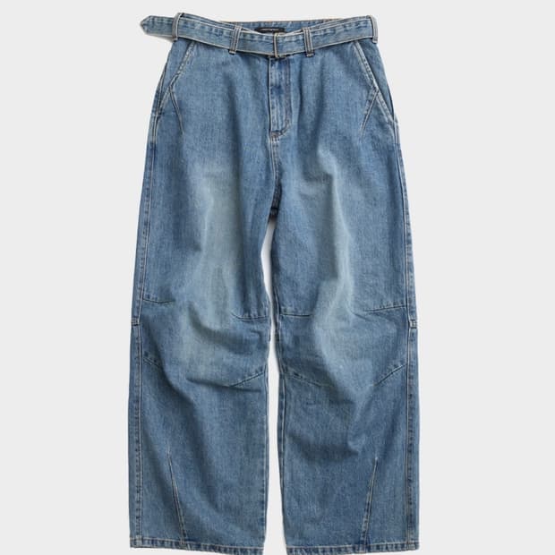 해칭룸X디키즈 벨티드 스노우 데님팬츠 Washed Blue 3 size