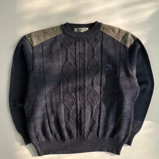 [L] 버버리 퓨어뉴울 가죽 코만도 니트 스웨터
