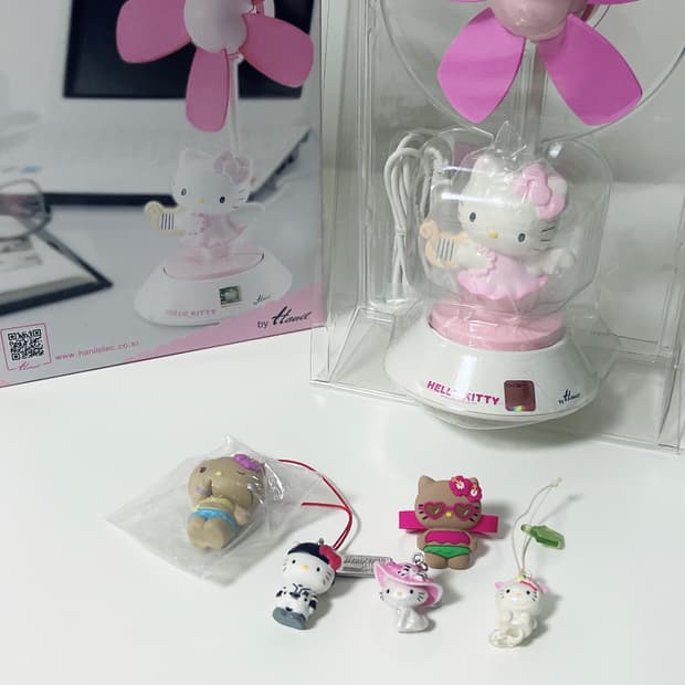 일괄 고전 천사 키티 선풍기 야구 키티 스트랩 산리오 태닝 가챠 챠미키티