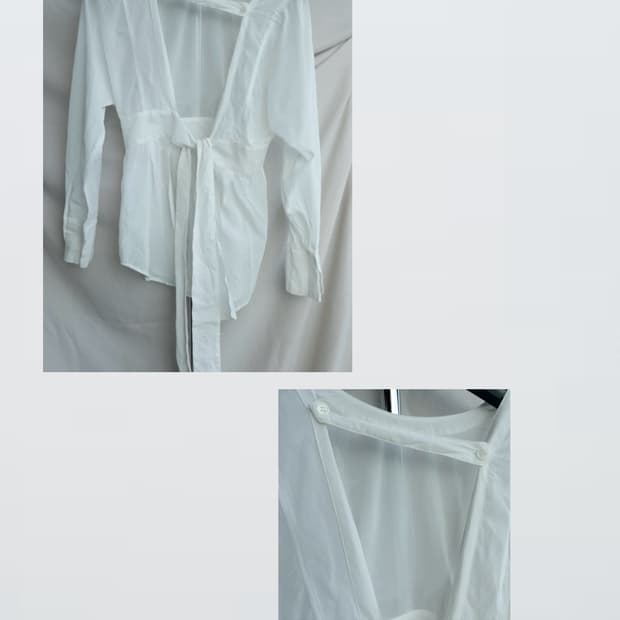 White Tied Shirt 화이트 끈 셔츠