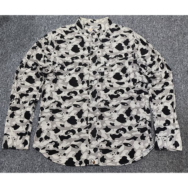 베이프 비지웍스 카모플라쥬 패턴 버튼 셔츠 L