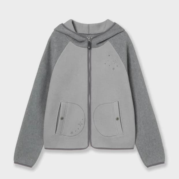 aeae STELLA FLEECE ZIP UP HOODIE [GREY]