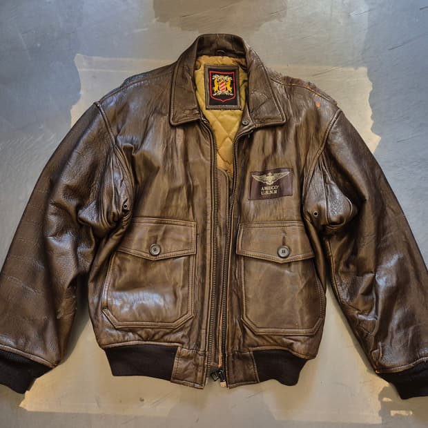 90s AMECO A-2 레더 자켕