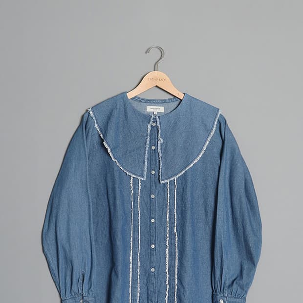BACK NUMBER Wide Collar Denim Shirts
