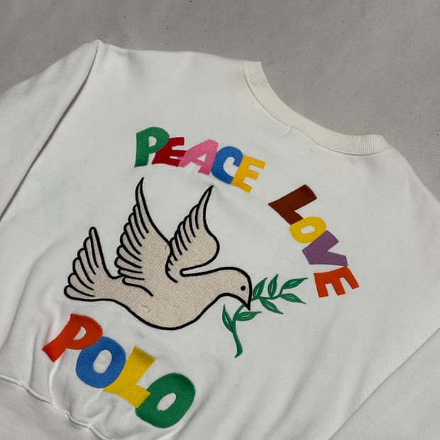 S 폴로랄프로렌 여성용 피스 러브 자수 맨투맨