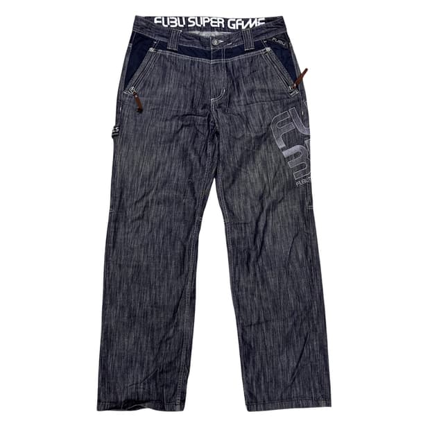 FUBU 올드스쿨 흑청 카펜터 데님팬츠(92-103)