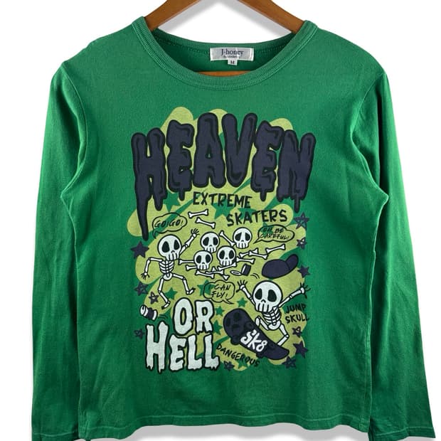 JPN 키치 스컬 딱붙 롱슬리브3076