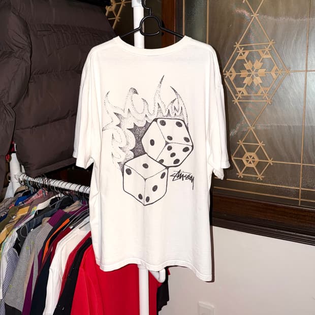 스투시 파이어 다이스 티셔츠 화이트 XL