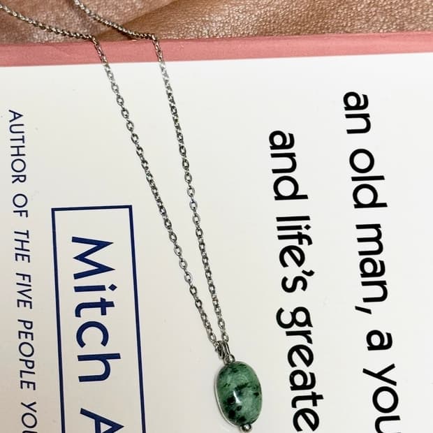 (핸드메이드) 천연석 수초석 유니크 써지컬 목걸이