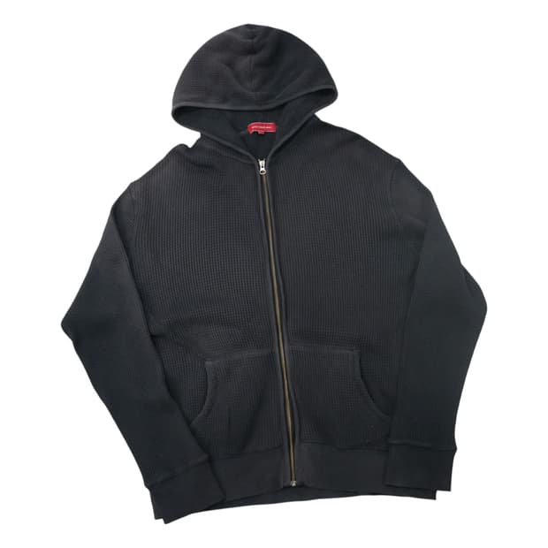 Anti-Label Jean 빈티지 블랙 와플 허니컴 후드 집업 (LL)