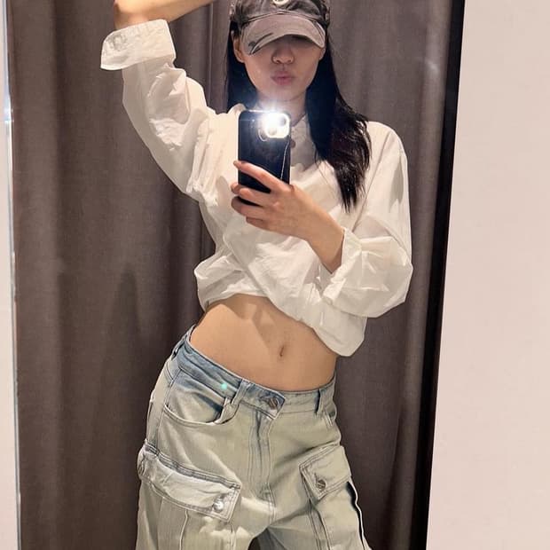 Cargo denim pants