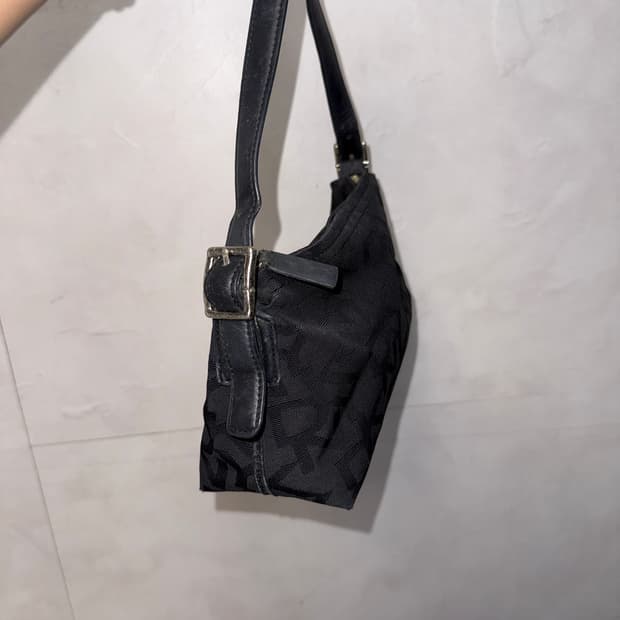 DKNY black jacquard logo shoulder bag