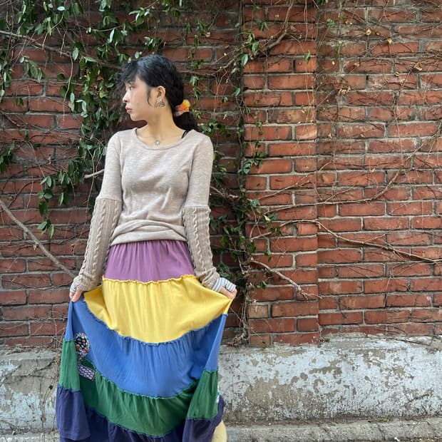 패치 포인트 캉캉 롱스커트