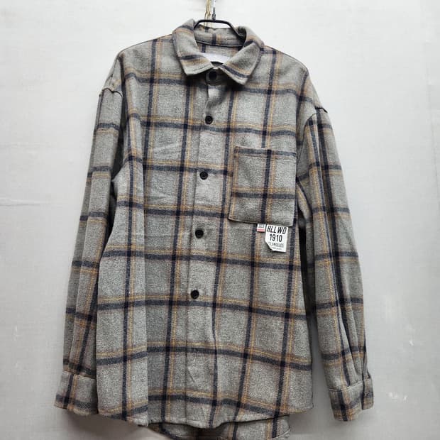 에잇세컨즈 원포켓 체크 모혼방 셔츠 L(L)