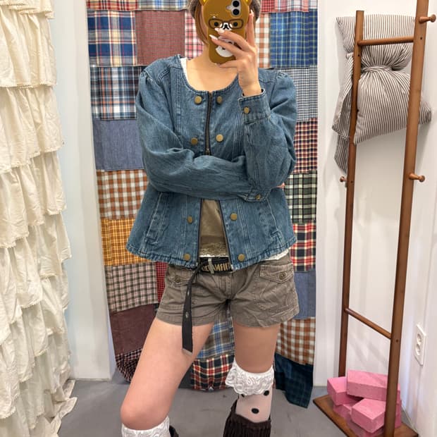 데님 더블 단추 투웨이 자켓