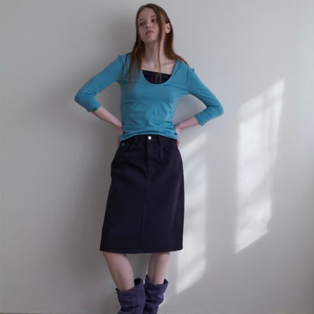 노컨텐츠 26. Layered sleeve T_ Aqua blue