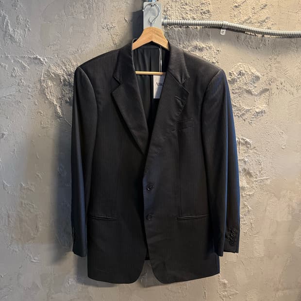 아르마니 꼴레지오니 ARMANI  핀스트라이프 울 블레이저 차콜 50