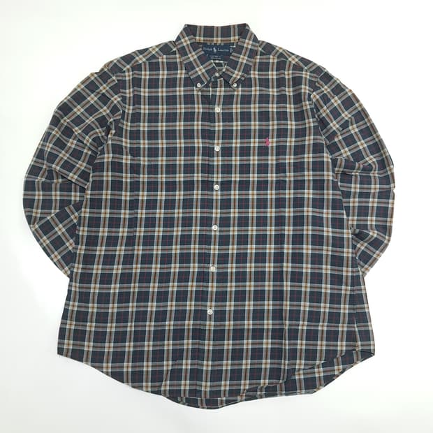 Co849 XL 폴로 랄프로렌 네이비 타탄체크 긴팔 셔츠 남방
