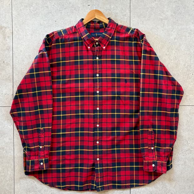 폴로 빅사이즈 레드 체크 셔츠 3XB