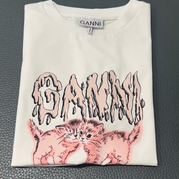 ganni 가니 고양이 티셔츠 화이트 S 새상품