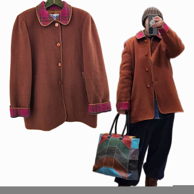 90's 오렌지브라운 투톤 미들코트