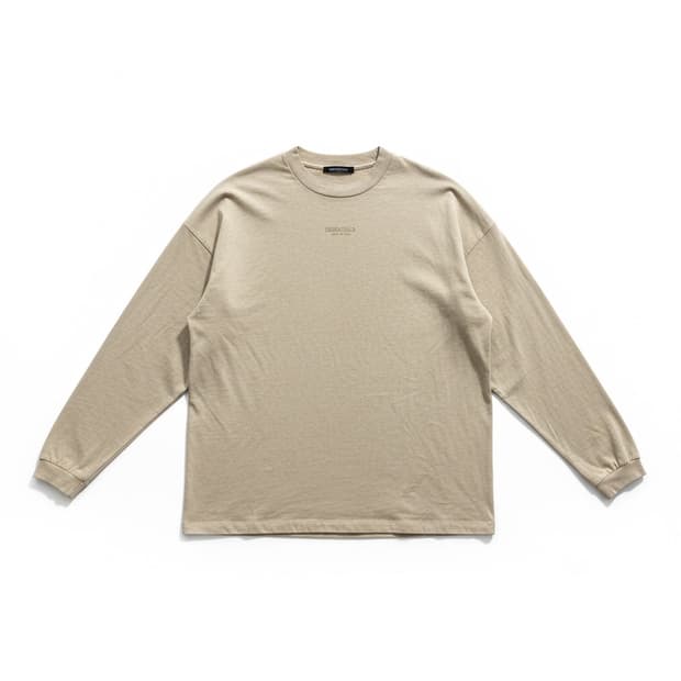 에센셜 오버핏 긴팔 티셔츠 베이지