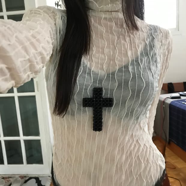 vintage see-through ivory top