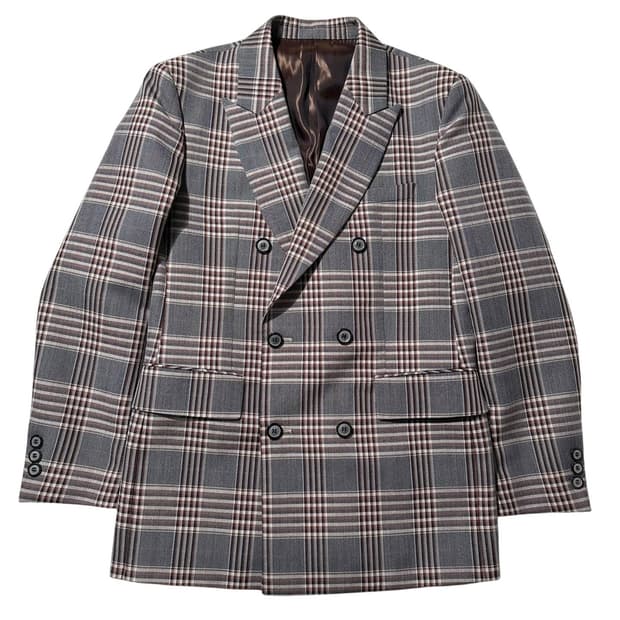 솔리드옴므 우영미 체크 더블 블레이저 자켓